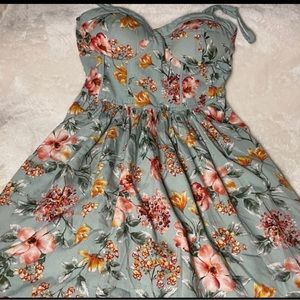 Fit and flow dress. Built in cups and has adjustable straps